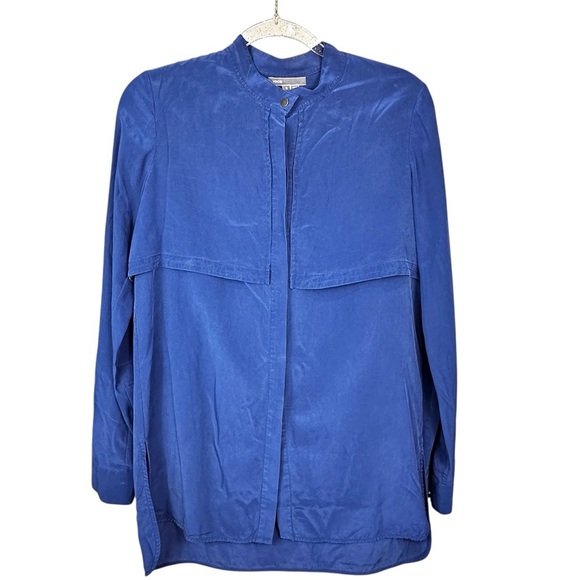 Vince 100% Silk Long Sleeve Blue Blouse | Size S - Picture 1 of 10